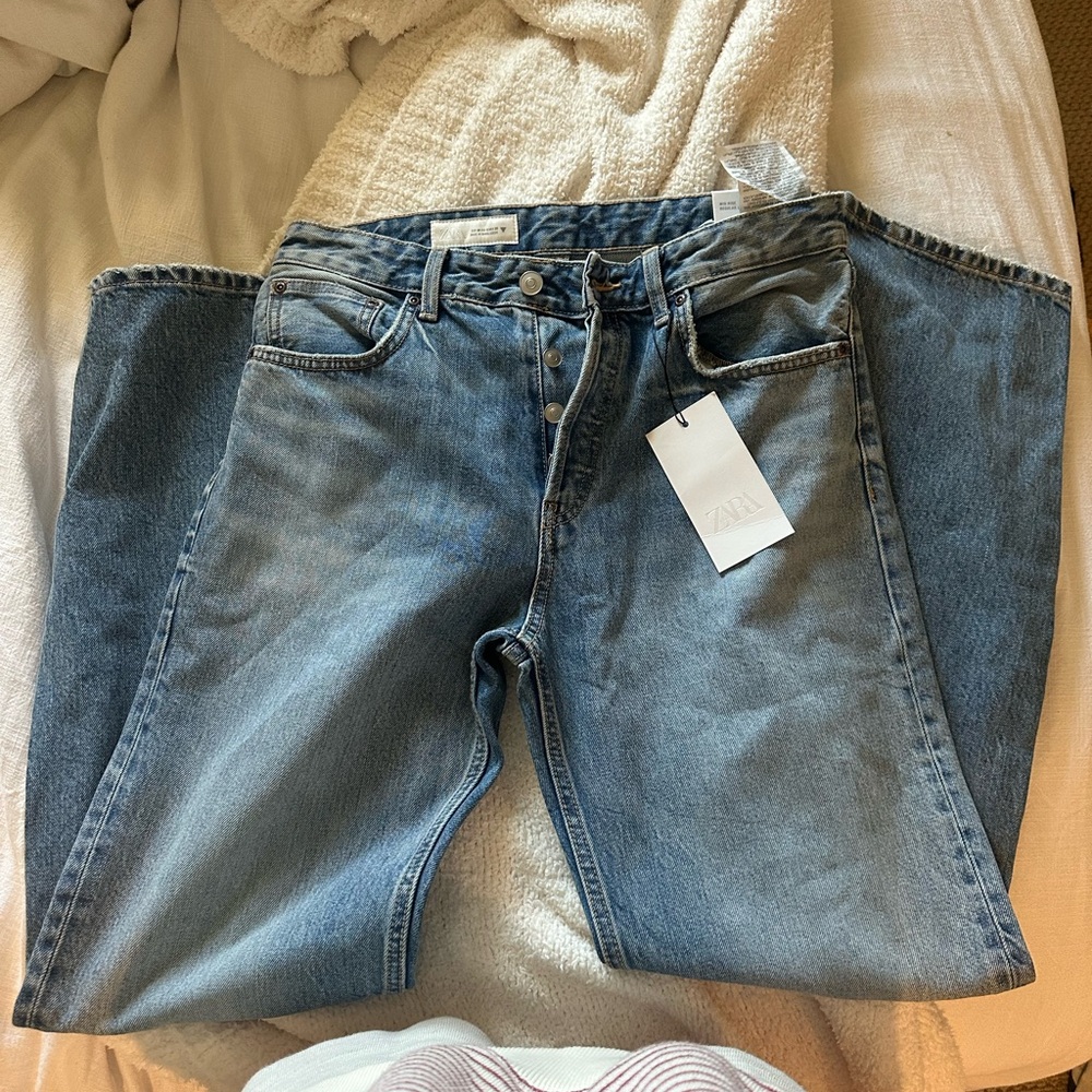 Zara mid rise straight jeans